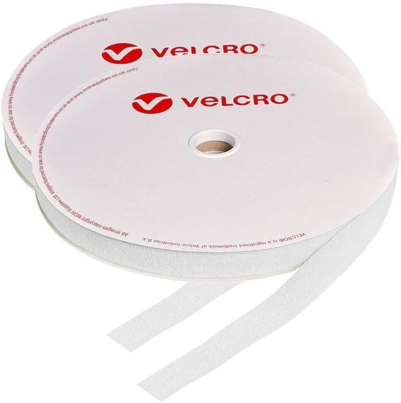 VELCRO Brand 20mm Hook and Loop Sew On White Tape 1m