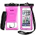 Floating Waterproof Case Dry Bag with Armband & Audio Jack for iPhone 6, 6 plus, 6s, 6s plus, 5s, Samsung Galaxy s6; Eco-Friendly TPU construction Pouch & IPX8 Certified to 100 Feet by 3iART (Pink)