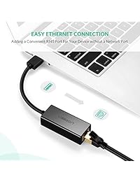 UGREEN Adaptador de Red USB 3.0 a Ethernet RJ45 LAN Gigabit Adaptador para Ethernet 10 100 1000 Mbps Soporta Nintendo Switch, Negro