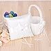 Flower Basket and Ring Pillow Set, Ivory Satin Bowknot Ring Bearer Pillow and Wedding Flower Girl Basket Set (Flower)
