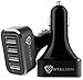 Stalion 4 USB Port 9.6 Amps Car Charger Adapter for Smartphones, Tablets, GPS Devices and MP3 Players - Jet Black