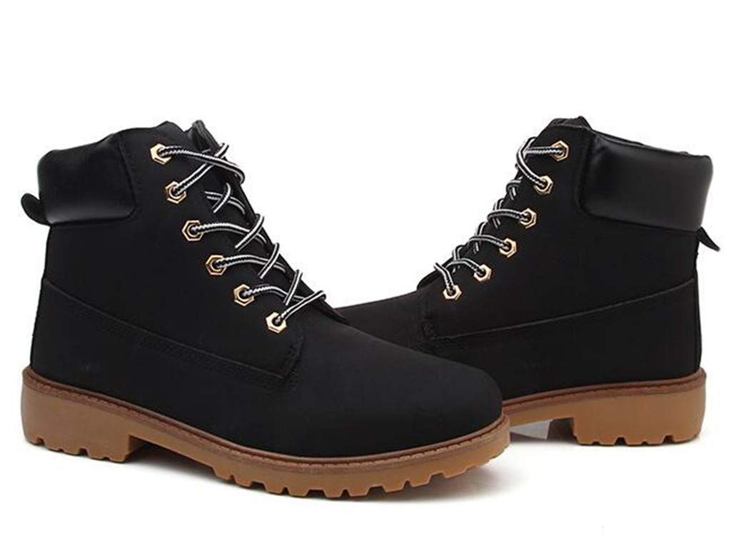 DADAWEN Women's Round Toe Waterproof Lace Up Platform Chunky Low Heel Work Combat Boots Fashion Ankle Booties - Image 4