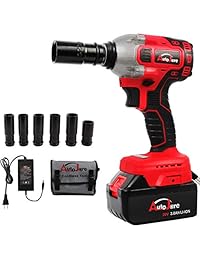 Kit de llaves de impacto inalámbricas AUTOJARE sin escobillas de 20 V de iones de litio máx. de 1 2 pulgada, kit de llaves inalámbricas