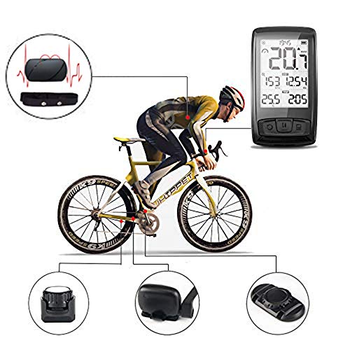 Bike Computer Bluetooth Heart Rate Sensor Bicycle Speedometer 2.5" Wireless Speed + Cadence Double Data Sensor Connection Support Heart Rate Monitor