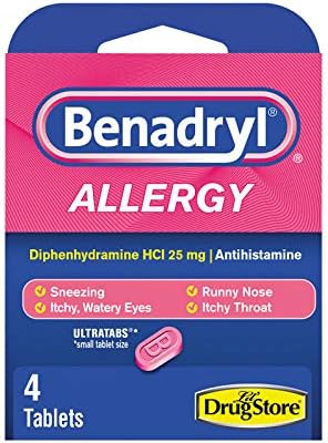 Benadryl Ultratab Antihistamine Allergy Medicine, 4 Tablets Each (6)