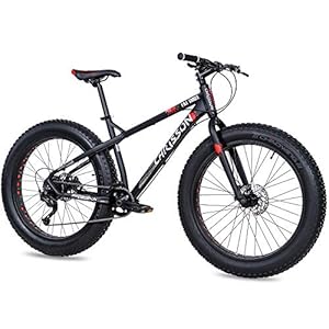 CHRISSON Fat Three Fatbike Mountainbike, 26 inch, zwart-rood, hardtail Fat Tyre mountainbike, fiets met 4,0 dikke banden…