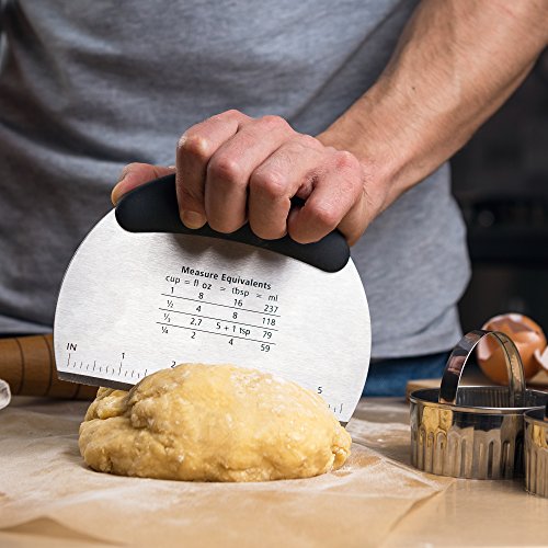 KiTheea Stainless Steel Dough Cutter â€“ Bench Scraper and Pastry Cutter â€“ Dough Scraper - Perfect as a Chooping Knife and Bowl Scraper Tool â€“ Circle Cookie Cutters â€“ Ebook Bonus