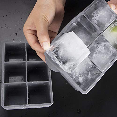 image for Webake Silicone Ice Cube Tray Molds 2 Pack, Large Square Cubes 2 inch 