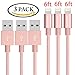 Cable, JOOMFEEN 3Pack 6FT Extra Long Nylon Braided 8pin USB Cord Charging Cable for iphone se, 7, 7 plus,6s, 6s plus, 6plus, 6,5s 5c 5,iPad Mini, Air,Pro,iPod. (Rose Gold)