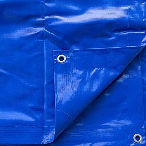 12-Foot by 16-Foot Multi-Purpose 100% Waterproof Blue Heavy Duty PVC Vinyl Tarp Cover 12 Mil Thickness for Inflatables, Tents, and Weather Protection