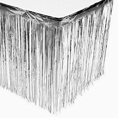 Metallic Silver Foil Fringe Table Skirt Pkg of 2
