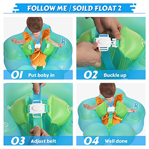 LAYCOL Baby Swimming Float Inflatable Baby Pool Float Ring Newest add Tail no flip Over for Age of 3-36 Months (Blue, L)