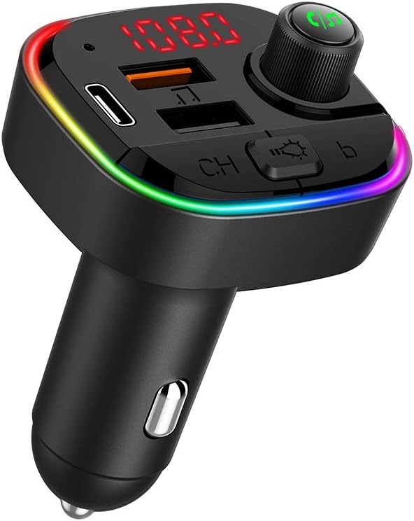 Large Selection Lutu Quick Charge V5 0 Bluetooth Fm Transmitter Car Charger For Car Qc 3 0 7 Colors Led Backlit Wireless Fm Radio Adapter Music Player Car Kit With Hands Free Calls With Sd