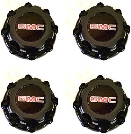 Dinona 01-07 Sierra 1500, 99-14 GM Sierra 2500,04-10 Sierra 3500, 03-15 Savana 2500 and 3500,00-13 Yukon XL,8 Lugs Black Wheel Rim Center Hub Cap # 15006332 (4)