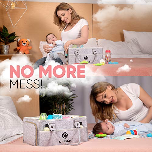 Baby Diaper Caddy Organizer Portable - Baby Basket for Girls and Boys, Unisex Diaper Bag, Baby Tote Nursery Diaper Storage Caddy with Sturdy Double Felt and Removable Handles - Thumbnail 6