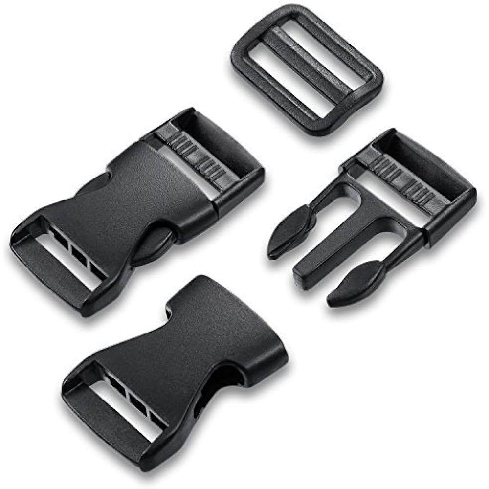 20 Buckles Pack Flat Side Quick Release Plastic TriGlide Adjustment