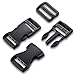 Shappy 20 Pack Flat Side Quick Release Plastic Buckles and 20 Pack Tri-Glide Adjustment Clips for 1 Inch (25 mm) Strap, Black