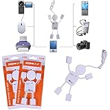 Costech&reg; USB 2.0 Portable Cute Human Robot Man Shape 4 Port High-speed Mini Hub for Laptops,pc(MAN USB)(white)