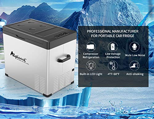 Alpicool C50 Portable Refrigerator 53 Quart(50 Liter) Vehicle, Car, Turck, RV, Boat, Mini Fridge Freezer for Travel, Outdoor and Home use -12/24V DC and 110-240 AC(Black and Silver) - Thumbnail 2