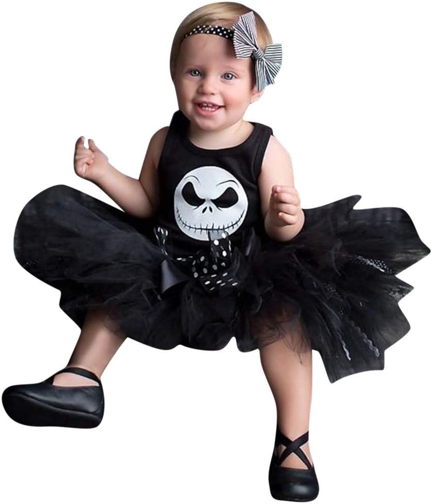 Voberry Halloween Baby Clothes Newborn Infant Girls Halloween Print Romper+Tutu Skirt Costume Outfits Set