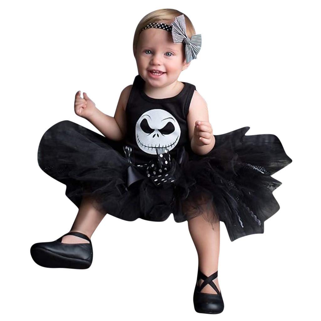 Voberry Halloween Baby Clothes Newborn Infant Girls Halloween Print Romper+Tutu Skirt Costume Outfits Set