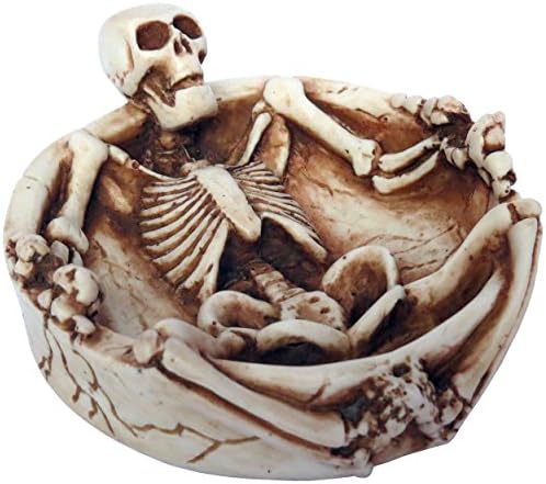 Resin Skeleton Smoking Cigarette Ashtray (Ivory)