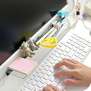 Computer Memo Board - Monitor Sticky Note Holder - Phone Message Memo Pad Shelves Storage Holder - Office Transparent Message Creative Multifunction Paper Notes Boards for Cabinets Shelves Dressers