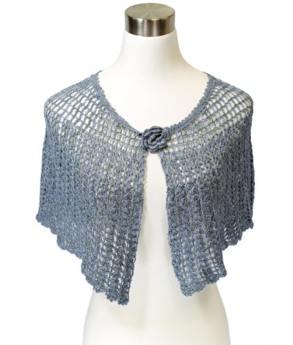 Modadorn Spring Summer Flower Mini Poncho Solid Netting Shawl