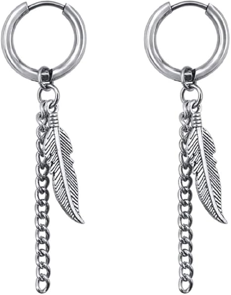Amazon Co Jp セイヤインターナショナル Bts 防弾少年団 Suga シュガ 着用タイプ フープピアス チェーンピアス フェザー 羽 2個セット 両耳セット ピアス R ジュエリー
