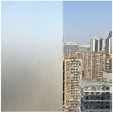 Xindinyi Frosted Static Cling Privacy Window Film with Self Adhesive for UV Blocking Heat Control Glass for Office Car School Home Bathroom Kitchen (17.3"x78.7", Style-Matte White)