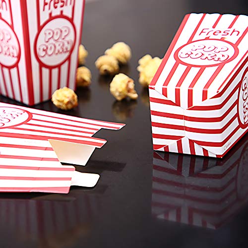 Movie Party Popcorn Boxes Food Grade - Striped Red and White - Popcorn Party Supplies for Movie Night, Festivals, Carnival Party Theme (100boxes) - Thumbnail 4
