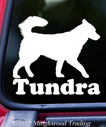 SIBERIAN HUSKY with Custom Name 5" x 4.5" Vinyl Decal Sticker - Malamute Spitz Dog - - GREY