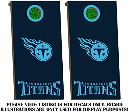 Tennessee Titans Cornhole Board Decals - SKY BLUE - Fit for Bean Bag Toss Outdoor Game Sticker Set - Novelty DIY Decals