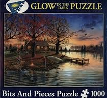 Glow in the Dark Puzzle 1000 Pieces - Mark Daehlin: Lakeside Cabin by Bits and Pieces