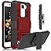LG K8 Case, Escape 3 Case, Phoenix 2 Case, Heng Tech (TM) Full Body Hybrid Rubber Silicone Shockproof Defender Heavy Duty Holster Belt Clip Kickstand Case For LG K8 ( Red / Black)