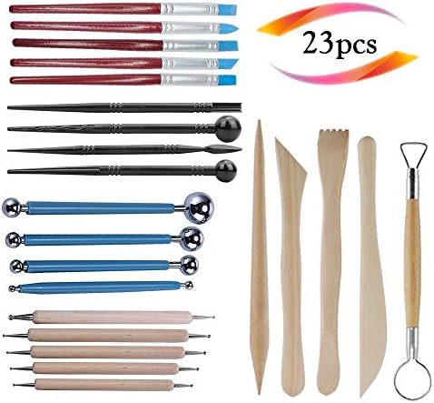 23pcs Clay Tools Pottery Ball Stylus Tools Dotting Sculpting Modeling Tools Ceramics Modeling Carving Sculpting Tool Set Modeling Embossing Set for Clay Sculpture Pottery Modeling