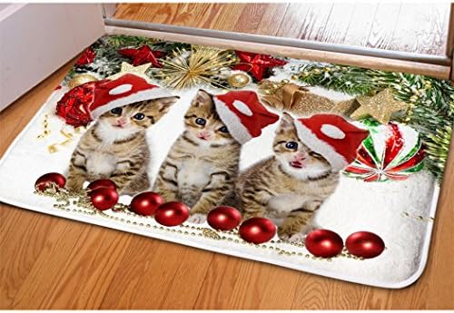 Home Bedroom Red Christmas Welcome Doormat Cute Kitty Cat Print Nonskid Floor Entryway Mat Porch Hallway Sliding Door Mat For Xmas Decorative Kitchen Bathroom Winter Nonslip Indoor Entry Rug