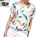 Lookatool Women's Feathers Chiffon Blouse Top Casual Short Sleeve Loose T-Shirt