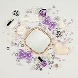 MINI KITTY (Phone shell is not included, only DIY material contained) 3D Bling Light purple bow white pearl bling diamond love flower comb Cell Phone Flat back Kawaii Deco Kit / Set ,cellphone diy Valentine's Day Lovers Easter best unique creative cool gift for iphone 4 4S ,iphone 5 5c 5G,for iphone 6 for iphone 6 plus for samsung note 4 samsung s5 mini s5 i9600 for samsung galaxy s3 i9300 ,for samsung galaxy s4 i9500 for sony/htc/nokia/google etc +free microfiber cloth