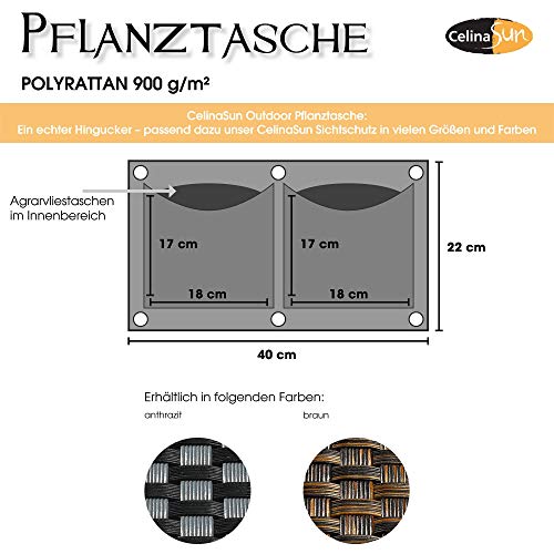 CelinaSun Pflanztasche Balkon 0,22 x 0,4 m braun Polyrattan Bepflanzung Pflanzbeutel hängend draußen – Bild 5
