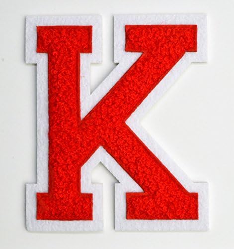 Varsity Letter Patches - Red Embroidered Chenille Letterman Patch - 4 1/2 inch Iron-On Letter Initials (Red, Letter K Patch)