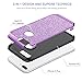 DOMAVER iPhone 8 Plus Sparkly Glitter 2 in 1 Slim Hybrid Hard PC Girls Women Cover with Shiny Leather Shockproof Protective Cell Phone Case for Apple iPhone 8 Plus, Purple