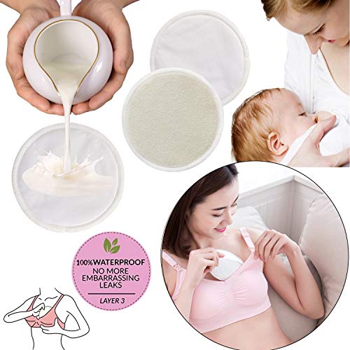 image for Pinowu Organic Bamboo Nursing Pads (10 Pack) for Breastfeeding Moms - 