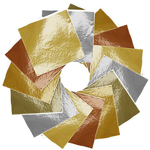 Aneco 475 Sheets Imitation Gold Leaf Foil Paper for Arts, Gilding Crafting, Decoration, Furniture, 5 Colors,3.54by 3.54 inches