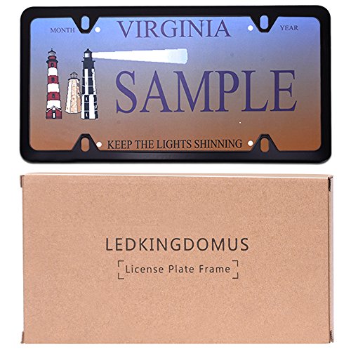 LEDKINGDOMUS License Plate Frames 2 Packs- Designed for US Standard Car License- Durable Metal & Screw Kits (4 Holes License) - Thumbnail 3
