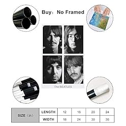XYDQ Poster sur toile The Beatles Band noir et blanc – Art mural – Impression moderne – Décoration de chambre de famille… - Les Beatles, Paul McCartney, John Lennon, RIngo Starr, George Harrison XYDQ Poster sur toile The Beatles Band noir et blanc - Art mural - Impression moderne - Décoration de chambre de famille… – Image 2