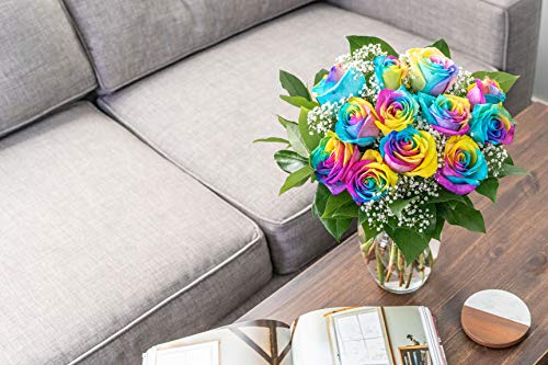 3 Flowers+Dozen+Wild+Rainbow+Roses