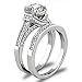 His and Hers Matching Bridal Set Stainless Steel CZ Wedding Rings Set + Free Sterling Silver Earrings - Wedding Rings for Women - CZ Ring Set - Engagement Rings for Women - Couples Rings