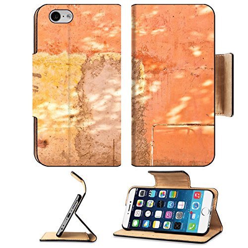 Luxlady Premium Apple iPhone 6 iPhone 6S Flip Pu Leather Wallet Case IMAGE ID: 34758635 Dappled sunlight on a vibrant wall as a background