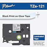 Brother Genuine P-Touch TZE-121 Tape, 9 mm (0.35") Standard Laminated P-Touch Tape, Black on Clear, Laminated for Indoor or Outdoor Use, Water-Resistant, 26.2 ft (8 m), Single-Pack